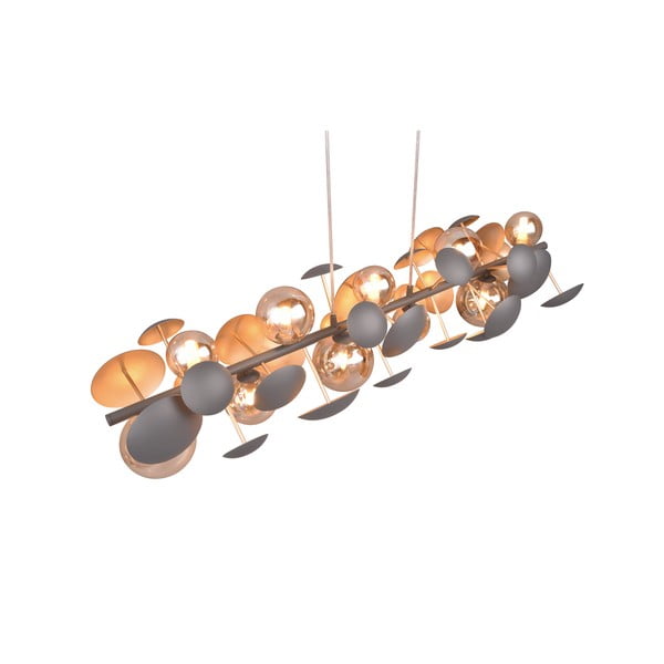 Siva/u zlatnoj boji viseća svjetiljka sa staklenim sjenilom Bubble – Trio Select-image-4