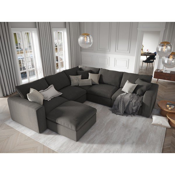 Tamnosmeđi dvostrani kutni dio modularne sofe od samta Windsor & Co Sofas Galaxy-image-4