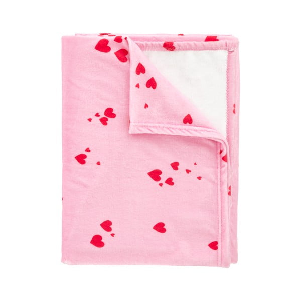 Ružičasta deka od flisa 200x240 cm Heart – Catherine Lansfield