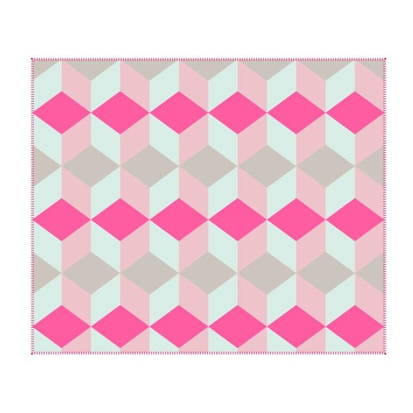 Block Pink deka od flisa, 180x150 cm