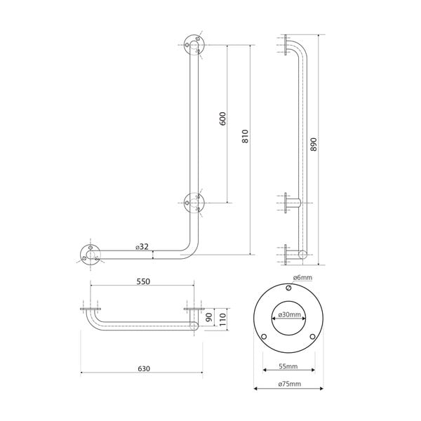 Željezna zidna ručka za kupaonicu 63 cm Handicap Right – Sapho-image-2