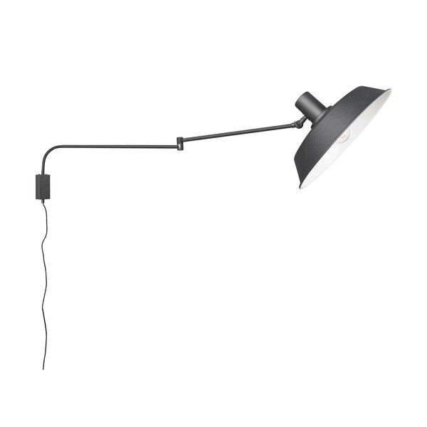 Mat crna zidna lampa sa savitljivom konstrukcijom s utikačem ø 35,5 cm Bolder – Trio
