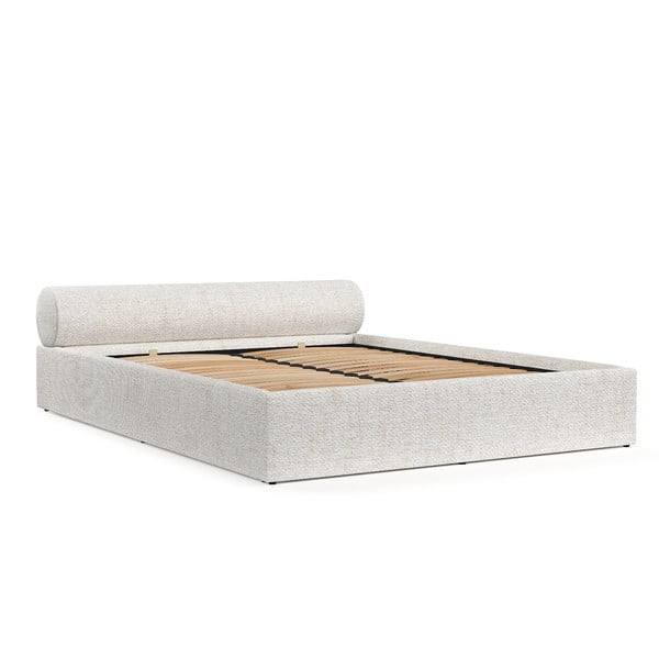Krem tapecirani bračni krevet s prostorom za odlaganje s podnicom 200x200 cm Solvo – Maison de Rêve