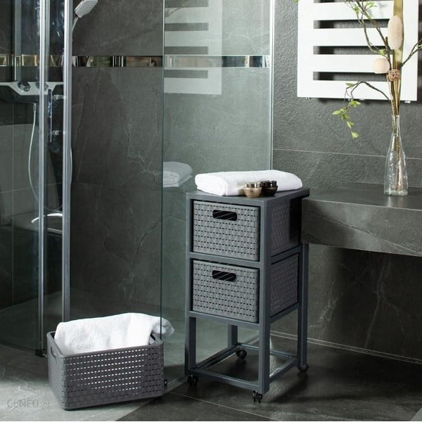 Antracitno siva plastična kupaonska polica 32,5x71 cm Country – Rotho-image-1