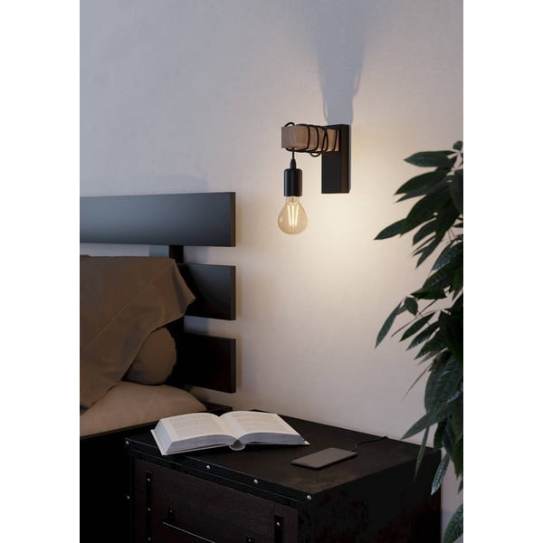Crna/u prirodnoj boji zidna lampa TOWNSHEND – EGLO-image-1