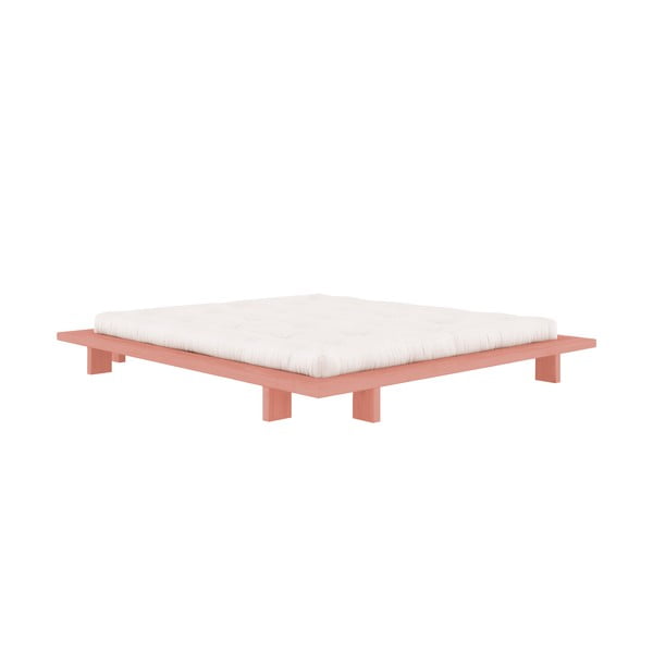 Svijetlo ružičasti bračni krevet od masivnog bora s podnicom 140x200 cm Japan – Karup Design-image-3