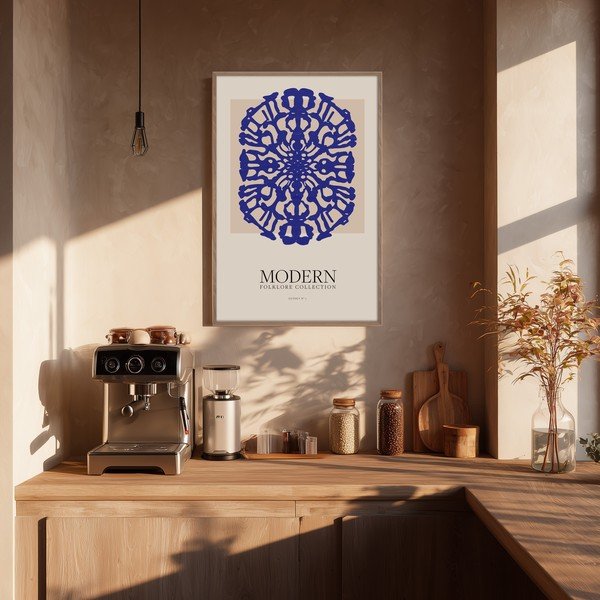 Tiskana slika s okvirom 60x90 cm Blue Folklore – Styler-image-1