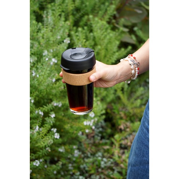 Crna/smeđa putna šalica 454 ml Brew Cork Black L – KeepCup-image-1