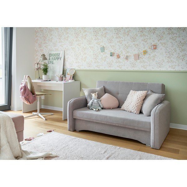 Svijetlo siva sklopiva/s prostorom za odlaganje sofa od šenila 155 cm Laine – ELTAP-image-1