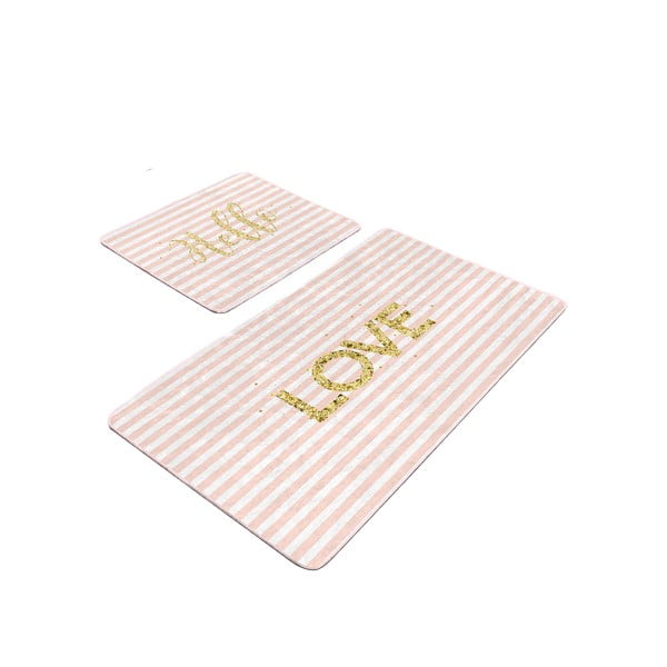 Ružičaste od samta kupaonske prostirke u setu 2 kom 60x100 cm Love – Mila Home