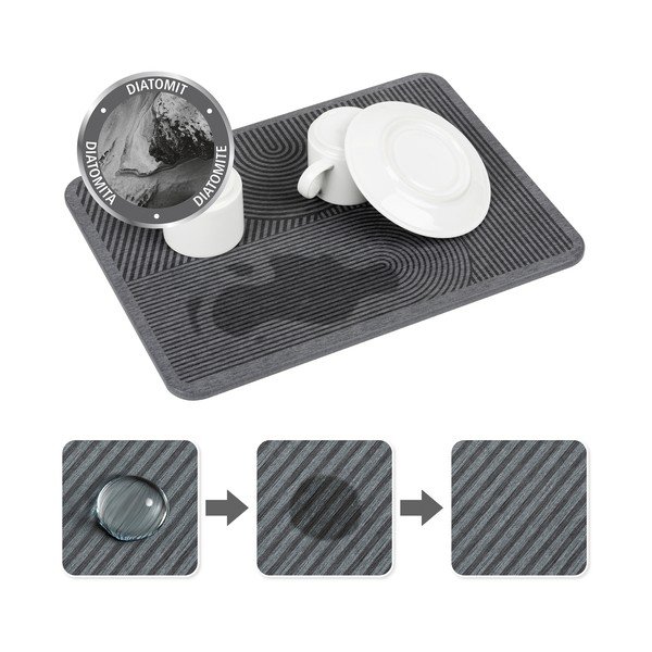Siva podloga za ocjeđivanje posuđa od dijatomita 40x30 cm Damon – Wenko-image-2