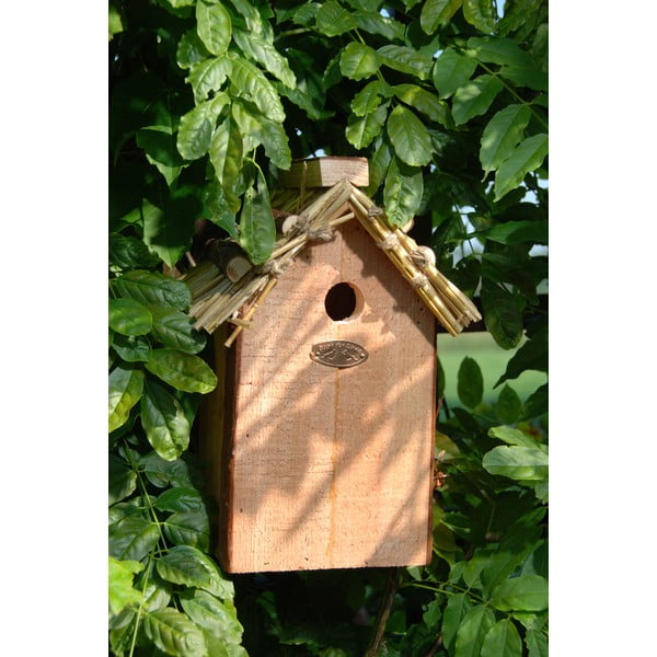 Kućica za ptice od jelovine sa slamnatim krovom Esschert Design Antic, visina 27 cm-image-2
