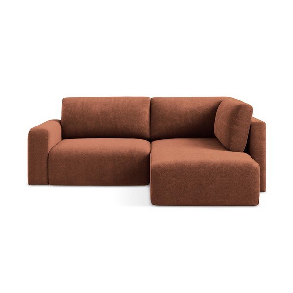 Sklopiva/s prostorom za odlaganje kutna garnitura od šenila boja terakote (s desnim kutom/u obliku slova L) Kona – Makamii