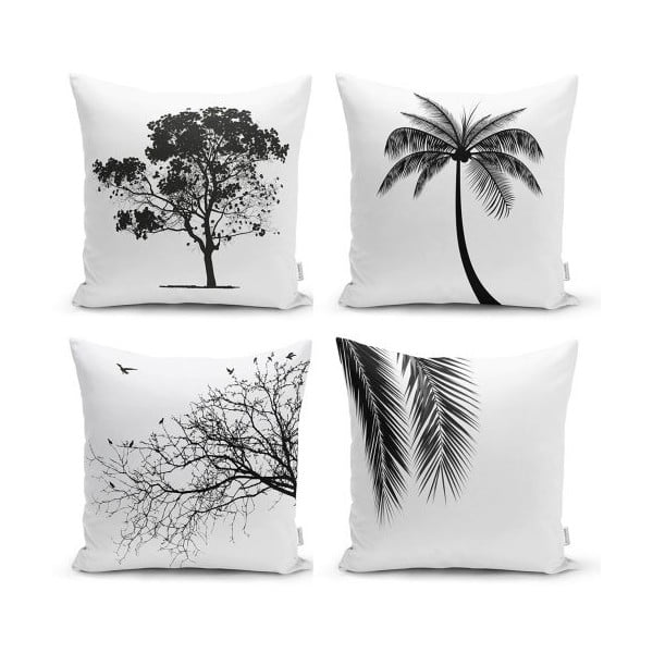 Set od 4 ukrasne jastučnice Minimalist Cushion Covers Black and White, 45 x 45 cm