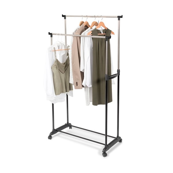 Dvostruki pokretni stalak za odjeću s podesivom visinom Compactor Cleano-image-1