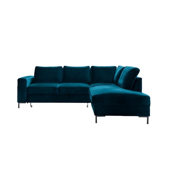 Tirkizna baršunasti sklopiva kutna garnitura (s desnim kutom) Lofty Lilly – Miuform