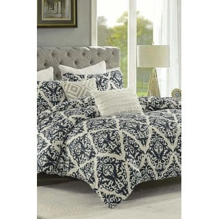 Crna/bež posteljina za bračni krevet/za produženi krevet od renforce pamuka s uključenom plahtom/4-dijelna 200x220 cm Damask – Mila Home