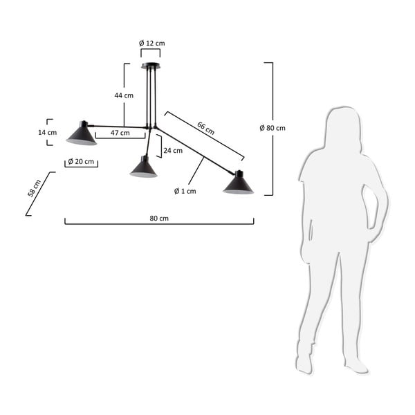 Crna stropna svjetiljka 80x80 cm Dione – Kave Home-image-3