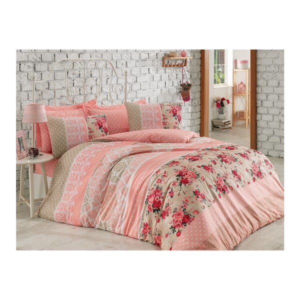 Pamučna posteljina s plahtama za bračni krevet Emma, 200 x 220 cm