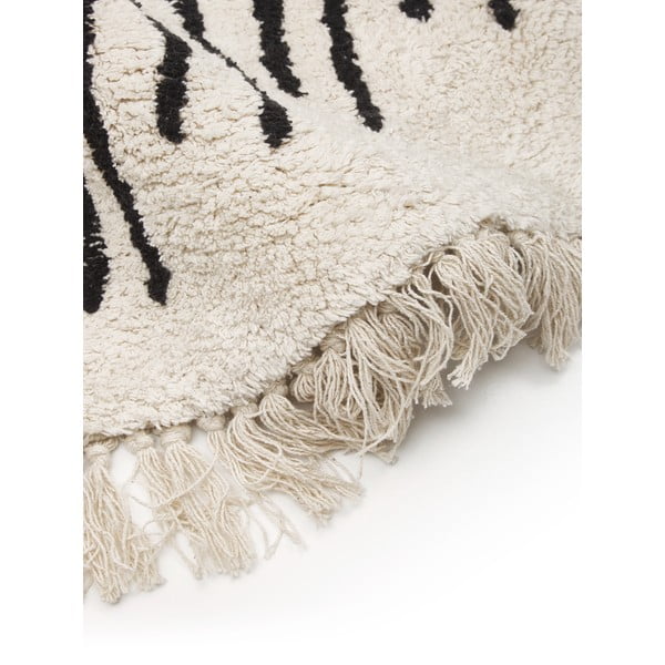 Bež-crni ručno tkani pamučni tepih Westwing Collection Fini, ø 150 cm-image-2