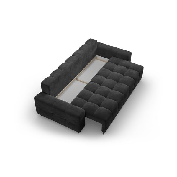 Tamno siva baršunasti sklopiva/s prostorom za odlaganje sofa 250 cm Wicklow – Cosmopolitan Design-image-3