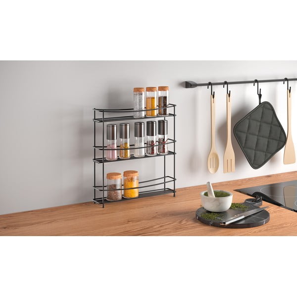 Crni troetažni stalak za začine Metaltex Kumino Lava-image-1