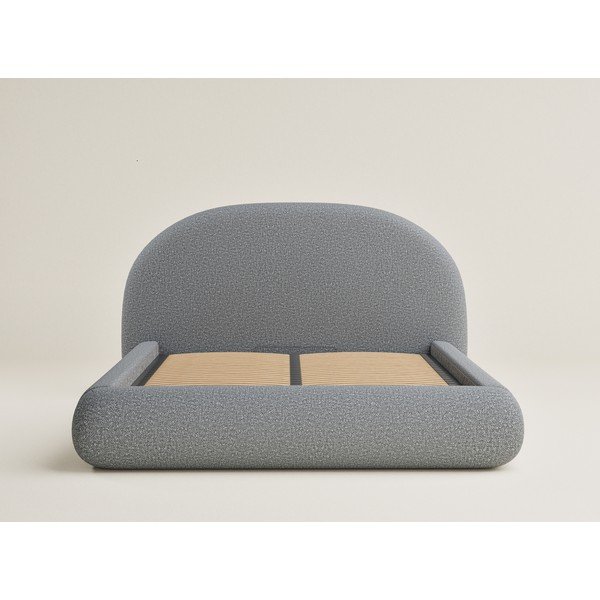 Sivi tapecirani bračni krevet s prostorom za odlaganje s podnicom 140x200 cm Maumere – Maison de Rêve-image-2