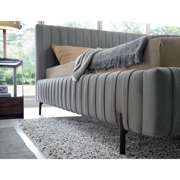 Sivi tapecirani bračni krevet s prostorom za odlaganje s podnicom 160x200 cm Plissa – ELTAP-image-4