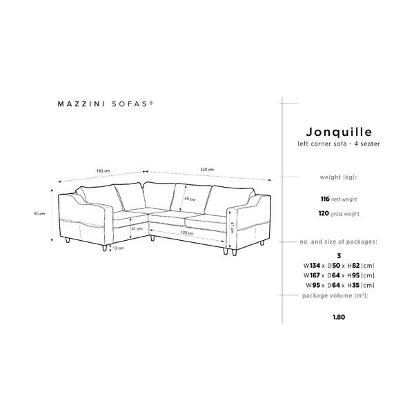 Tamnosmeđi četverosjed Mazzini Sofas Jonquille, lijevi kut-image-3