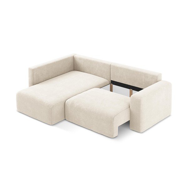 Krem sklopiva/s prostorom za odlaganje kutna garnitura od šenila (s lijevim kutom/u obliku slova L) Kona – Makamii-image-4