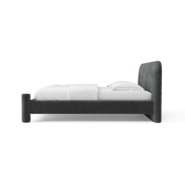 Tamno sivi tapecirani bračni krevet s podnicom 140x200 cm Vera – Micadoni -image-3