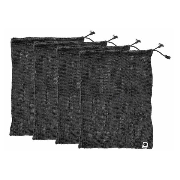 Set od 4 crne vrećice od recikliranog pamuka Ladelle Eco, 30x40 cm