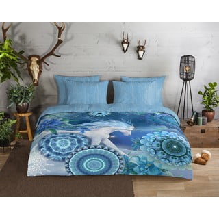Plava flanelska posteljina za krevet za jednu osobu 140x200 cm Lumi – HIP