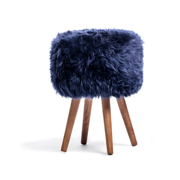 Stolica sa tamnoplavim sjedalom od krzna ovčje kože Royal Dream ⌀ 30 cm