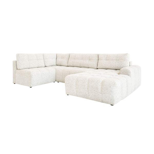 Krem sklopiva/s prostorom za odlaganje kutna garnitura (s desnim kutom) Lulu – Miuform