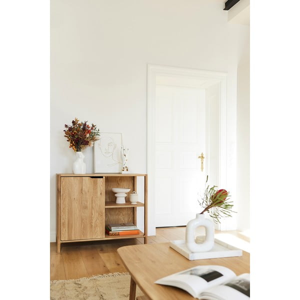 Ormarić od punog hrasta u prirodnoj boji 95x80 cm Twig – The Beds-image-4