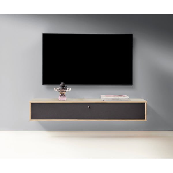 Crna/u prirodnoj boji TV komoda u dekoru hrasta 133x22 cm Mistral – Hammel Furniture-image-1