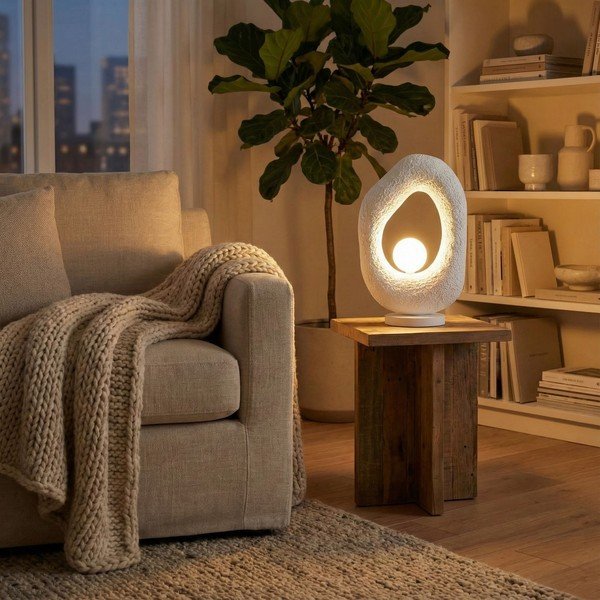 Bijela metalna stolna lampa (visina 50 cm) Lore – Opviq lights-image-1