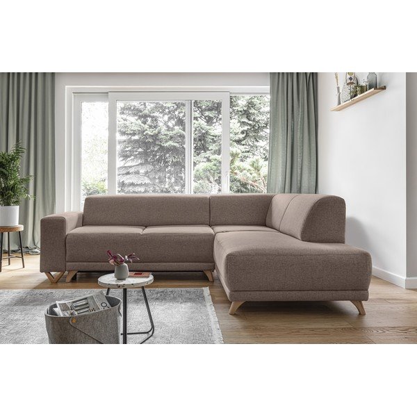 Smeđa sklopiva/s prostorom za odlaganje kutna garnitura (s desnim kutom/u obliku slova L) Classy Sophie – Miuform-image-1