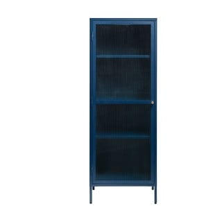 Plava metalna vitrina Unique Furniture Bronco, visina 160 cm