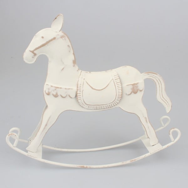 Bijeli metalni ukrasni konj Dakls, visina 16 cm