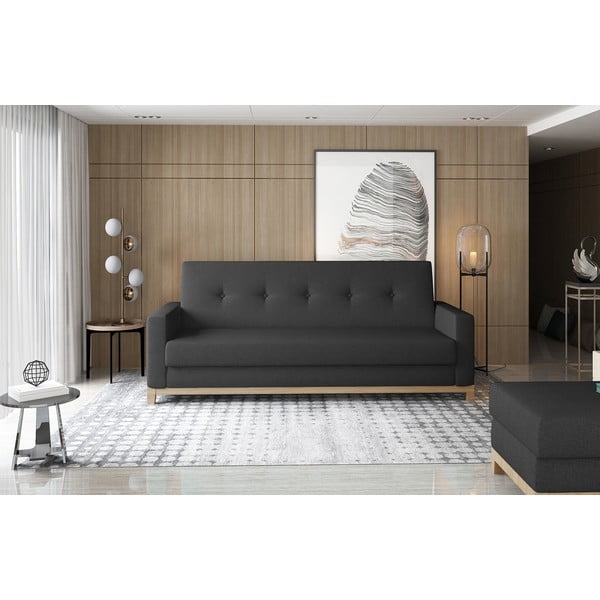 Crna sklopiva/s prostorom za odlaganje sofa 216 cm Selene – ELTAP-image-1