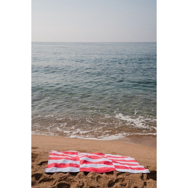 Crveni/svijetlo plavi pamučan ručnik za plažu 100x160 cm Su – noo.ma-image-1
