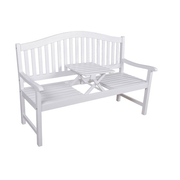 Bijela vrtna klupa od masivnog drveta Singapore – Garden Pleasure-image-1