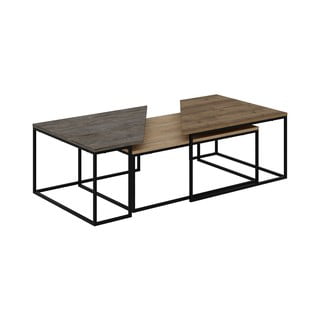 Stolići za kavu u setu 3 kom s pločom stola u dekoru oraha u prirodnoj boji 70x110 cm Titan – Marckeric