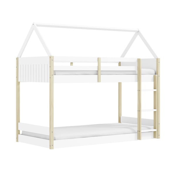 Bijeli/u prirodnoj boji dječji krevet u obliku kućice/na kat 90x190 cm Valka – Marckeric-image-4