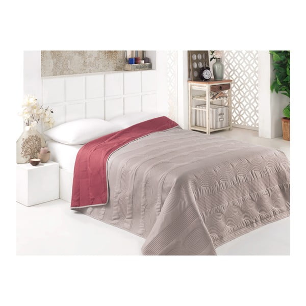 Sivo-smeđi dvostrani prekrivač preko kreveta od mikrovlakana, 160 x 220 cm