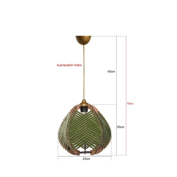 Tamno zelena/u prirodnoj boji viseća svjetiljka s tekstilnim sjenilom ø 25 cm Yola – Opviq lights-image-2