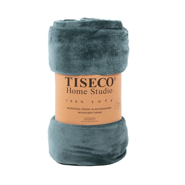 Plavi prekrivač od mikropliša za bračni krevet 180x220 cm Cosy – Tiseco Home Studio