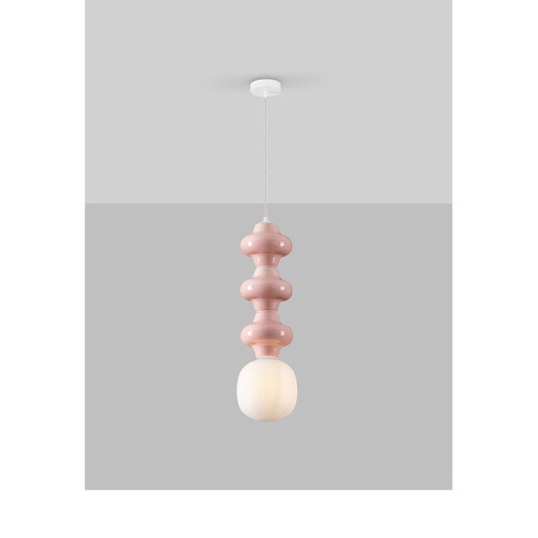 Bijela/svijetlo ružičasta viseća svjetiljka keramička sa staklenim sjenilom ø 18 cm Clio – Nova Luce-image-3